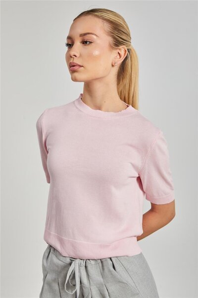 BARRELS AND OIL Short sleeve knit blouse - pink