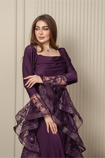 alestafham فستان سهره فخم لونين كم طويل