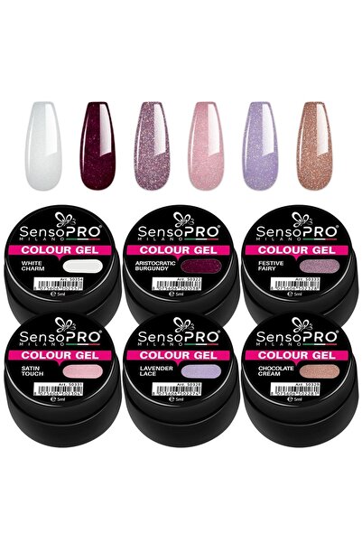 SensoPRO Milano Set of 6 Glam Sparkle Colored UV Gels,