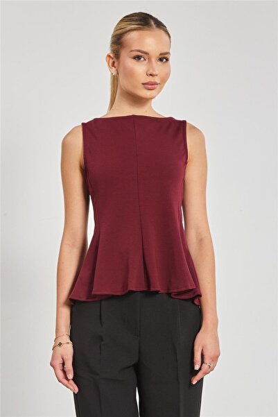 BARRELS AND OIL Boat Neck Sleeveless Women's Bodysuit - Cherry