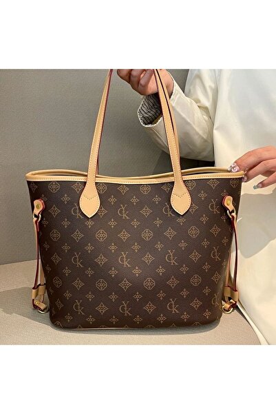 BG حقيبة يد نسائية بطبعة كلاسيكية، حقيبة كتف كبيرة الحجم بألوان متداخلة