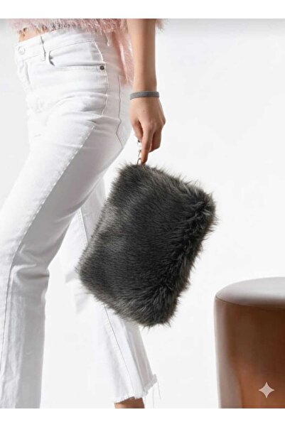 byFOX Fashion Geantă de umăr cu fermoar din pluș, cu închidere cu fermoar, lă...