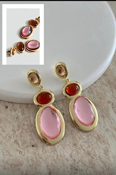 DEMOKAN Women's Earrings Special Vip Series Colorful Stone Ellipse Model Dangle Earrings