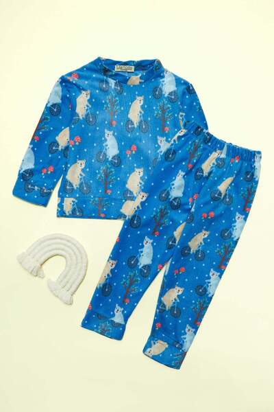 Fulla Moda Koala Baskılı Polar Unisex Çocuk Pijama Takımı