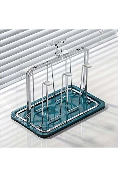 Arabest رف معدني لتجفيف ستة أكواب، مناسب للمنزل والمكتب والمطبخ (فضي)