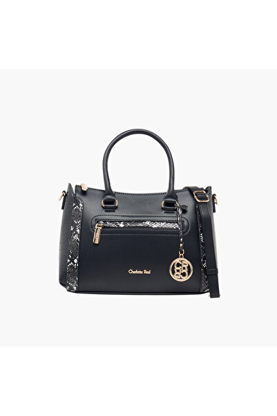 CHARLOTTE حقيبة ريد بنقشة جلد الحيوانات مع حزام قابل للفصل وسحاب للإغلاق