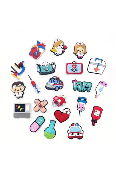 Sarphia Store Set de accesorii cu 21 de pini pentru saboți Crocs, design Doctor