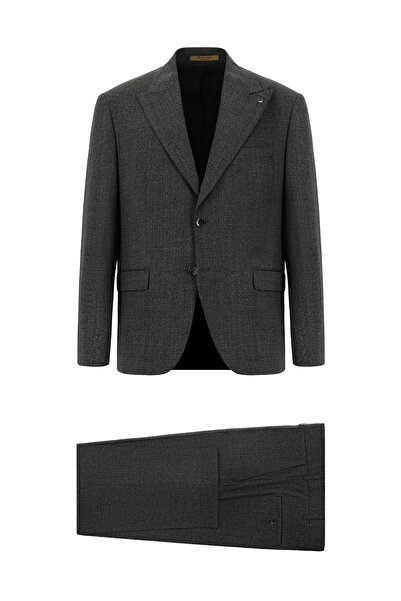 Abdullah Kiğılı Relaxed Fit Relaxed Fit Wool Patterned Classic Suit