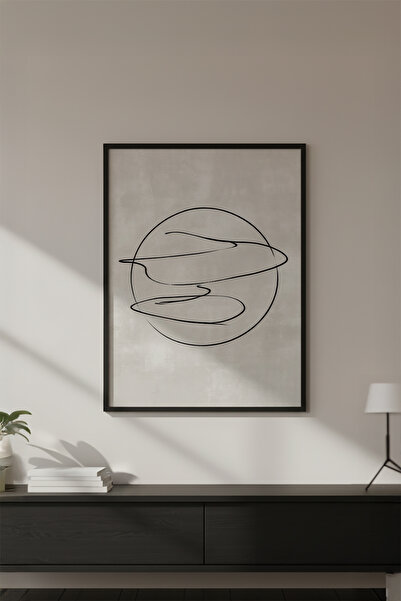 huhuli Ahşap Siyah Çerçeveli Wabi Sabi Koleksiyon Tablo Huhu742