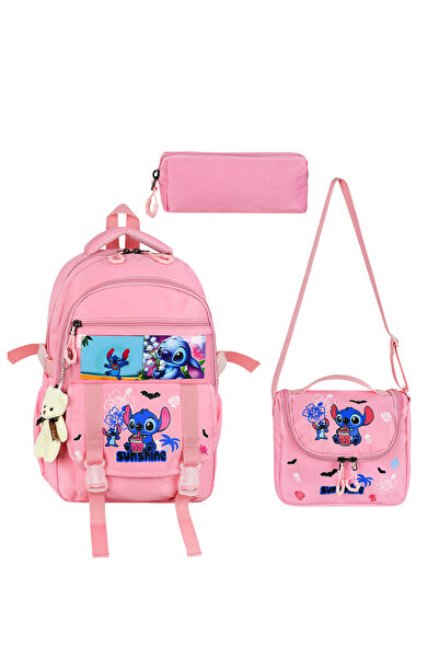 Lilyum Çanta Stitch Desenli 3’lü Okul Çanta Seti – Sırt Çantası 40×30×20 + Te...