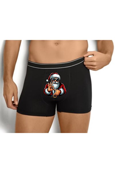 baskideyinceakla سروال بوكسر مطبوع عليه سانتا سكس سيفن