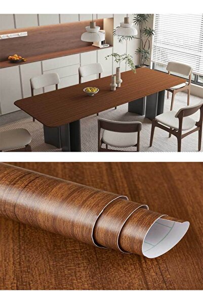 RAWAID ورق لاصق من الفينيل بنقشة خشب الجوز البني، مقاس 45 سم × 3 م، سهل التقش...