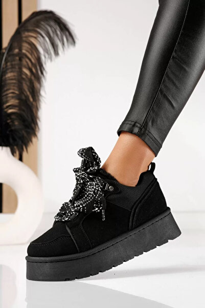 Zaira Γυναικεία μαύρα παπούτσια με επένδυση από οικολογικό δέρμα σουέτ Elvira...