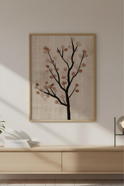 huhuli Ahşap Çerçeveli Wabi Sabi Koleksiyon Tablo Huhu737