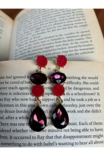 Gozibygoz Red Stone Dangle Earrings