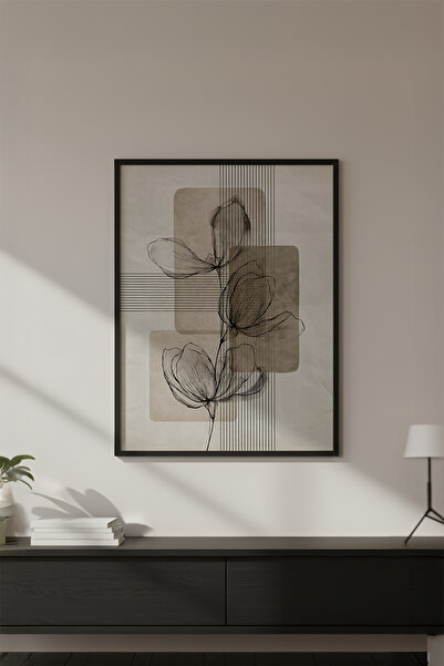 huhuli Ahşap Siyah Çerçeveli Wabi Sabi Koleksiyon Tablo Huhu757