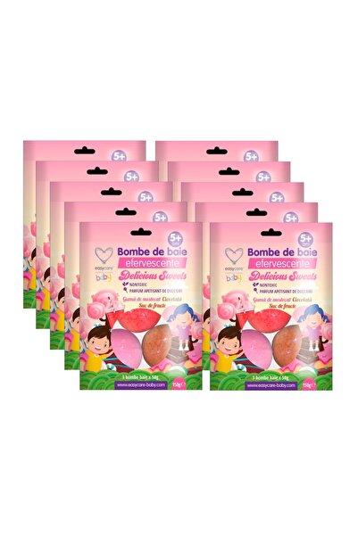 Easy Baby Set 10 x Bombe de baie efervescente, aroma de ciocolata, guma de mestecat si suc de fructe, 30 buc