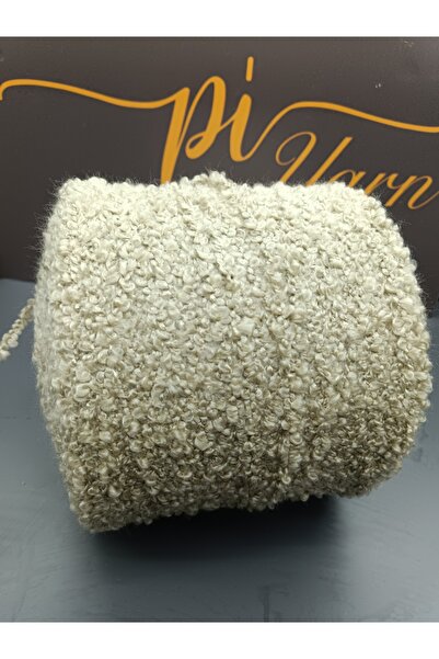 Pİ Yarn خيط بوكليت كبير الحجم 500 جرام، خيط حياكة يدوي كريمي اللون