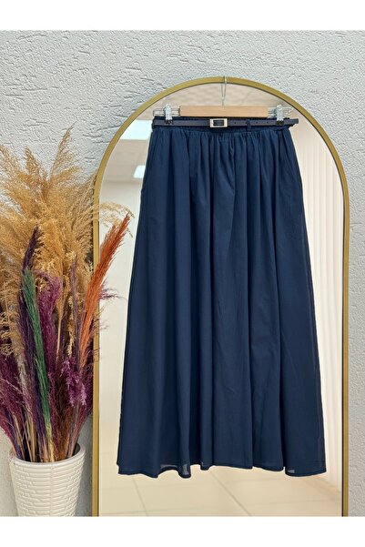 MİHRA STORE Fusta din voal cu centură Bilge Büzgülü-EK747 Bleumarin