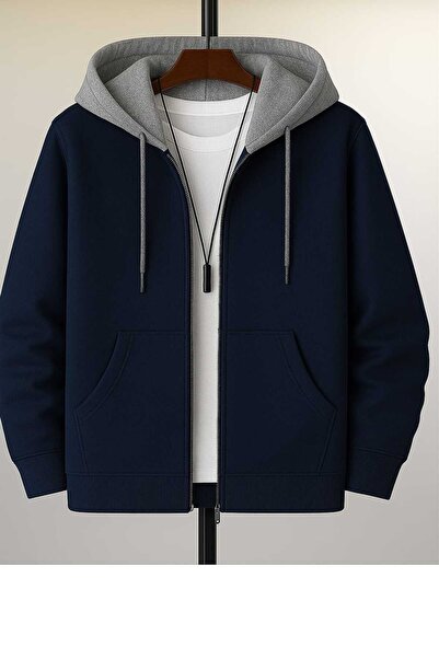 BRLKN سترة كارديجان بقلنسوة وسحاب بألوان متعددة