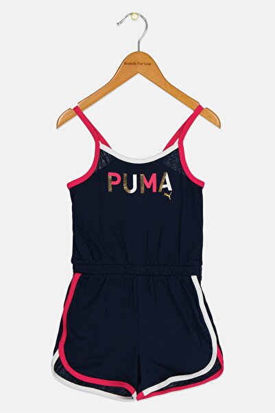 Puma Kids Girl Brand Logo Sleeveless Rompers, Navy