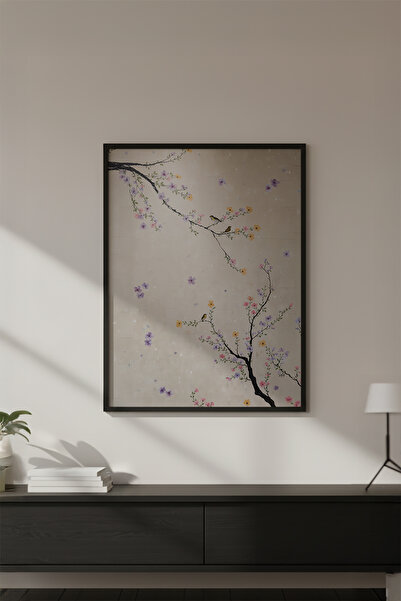 huhuli Ahşap Siyah Çerçeveli Wabi Sabi Koleksiyon Tablo Huhu724