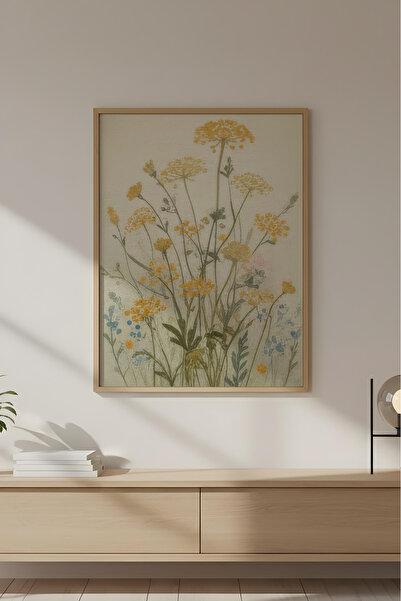 huhuli Ahşap Çerçeveli Wabi Sabi Koleksiyon Tablo Huhu753