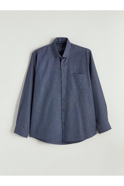 LC Waikiki Navy Blue Regular Fit Gabardine Men's Shirt