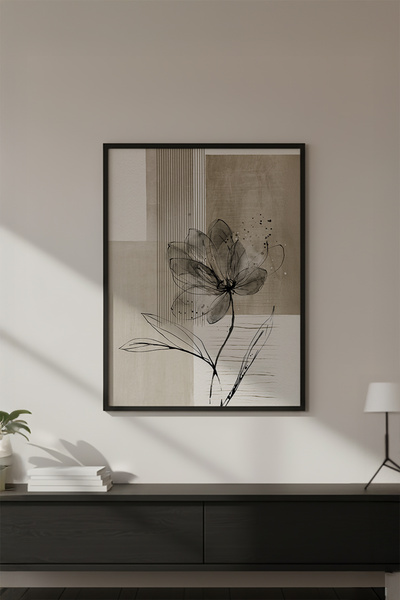 huhuli Ahşap Siyah Çerçeveli Wabi Sabi Koleksiyon Tablo Huhu759