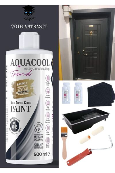 Aquacool Trend kendiliğinden vernikli çelik ahşap kapı beyaz eşya mutfak dolabı fayans petek metal 500 ml antrasit