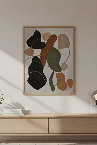 huhuli Ahşap Çerçeveli Wabi Sabi Koleksiyon Tablo Huhu715