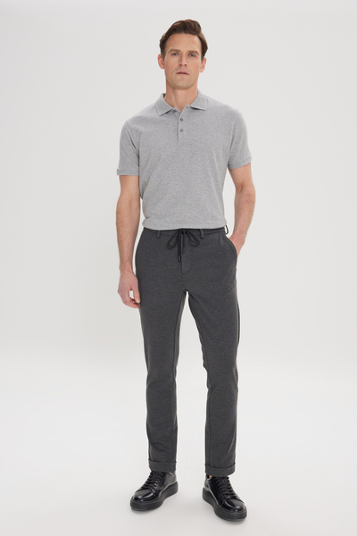 ALTINYILDIZ CLASSICS Black Slim Fit Slim Fit Side Pocket Tie Waist Jogger Pants