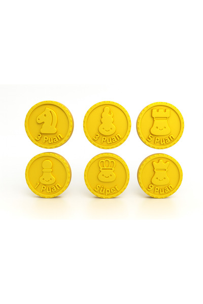 Tasarım Çocuklar İçin Satranç Temalı Ödül Jetonları – 6’lı Motivasyon Seti