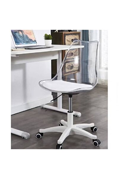 NKX Computer Chair Light Luxury Transparent Backrest Style + Thickened Nylon Legs