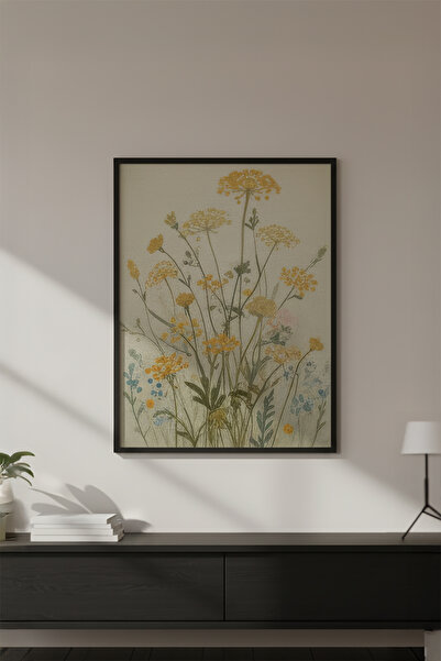 huhuli Ahşap Siyah Çerçeveli Wabi Sabi Koleksiyon Tablo Huhu753