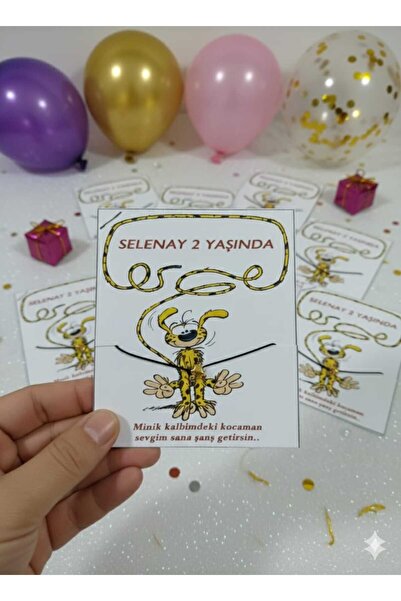 MAV BABY Marsupilami Konseptli Kişiye Özel Isimli Şans Bilekliği Doğum Günü H...