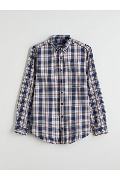 LC Waikiki Ανδρικό πουκάμισο μακρυμάνικο καρό μπορντό σε κανονική εφαρμογή απ...