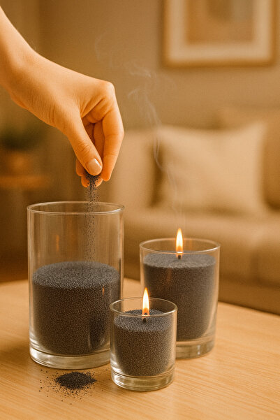 Şahane Pazar Dekoratif Toz Mum Kum Taneli Mum Granülü, Şeffaf Kaplarda Kullan...