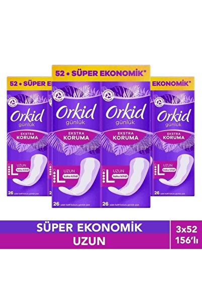 Orkid Günlük Ped Extra Koruma Uzun 52 Ped x3