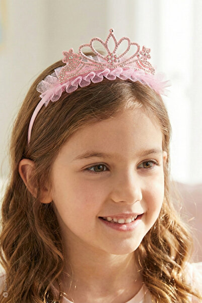 BearPear Prenses Konseptli Kız Çocuk Taç Kutlama Parti Doğumgünü Tacı Pembe Taç