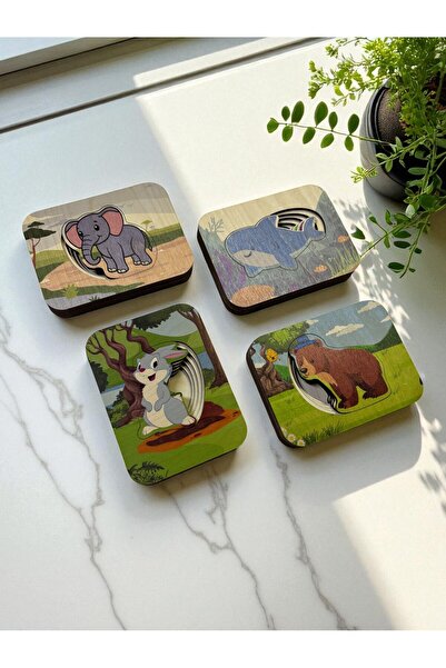 Mind of Toys Ahşap Küçükten Büyüğe Sıralama Puzzle, Hayvan Figürlü, Montessor...