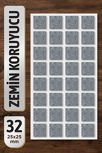 Badem10 Zemin Koruyucu Keçe 25x25 mm Yapışkanlı (32'li PAKET) Masa Sandalye M...