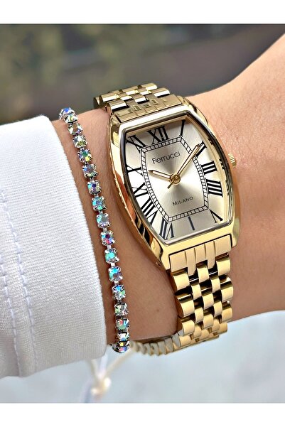 Ferrucci ROMA RAKAMLI KARE GOLD KADIN METAL KOL SAATİ