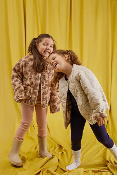Miela Kids Kız Çocuk Dışı Polar içi Kapitone Çift Taraflı Ceket