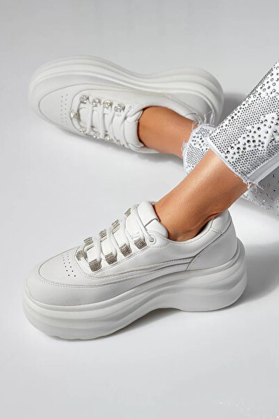 Zaira Adidasi dama albi din piele ecologica Anais #21199 - 40