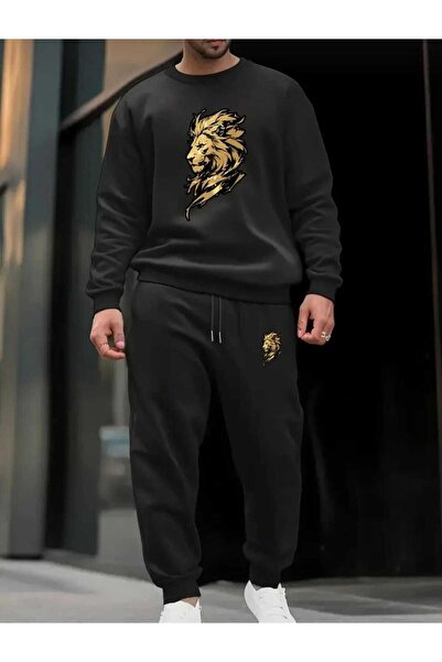özcstore Team Zero Neck Sweatshirt with Lion Print for Men/Women