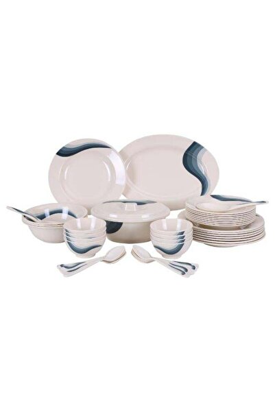 ROYALFORD 40-Piece Melamine Dinner Set - Beige/Green (49x27x20 cm)