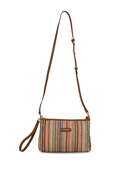 U.S. Polo Assn. حقيبة ماسنجر نسائية بلون برتقالي-أسمر Us26330