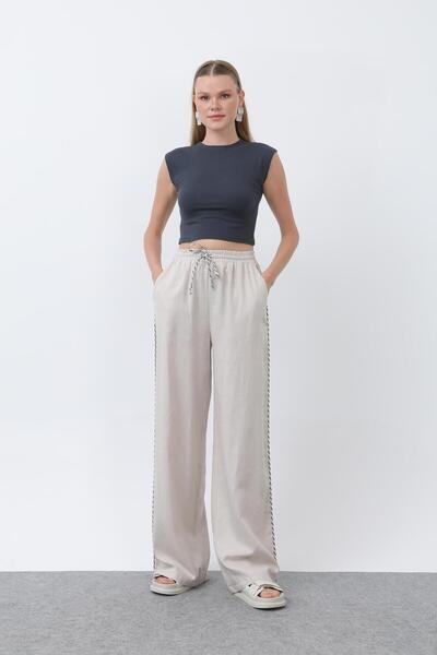 Soul Women's Side Striped Detail Pants - Beige