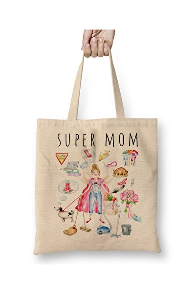 Toyaso Supermom Superanne για την Ημέρα της Μητέρας 02 Λευκή υφασμάτινη τσάντ...